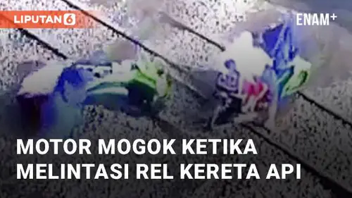 VIDEO: Detik-detik Motor Mogok Ketika Melintasi Rel Kereta Api, Motor Berujung Hancur