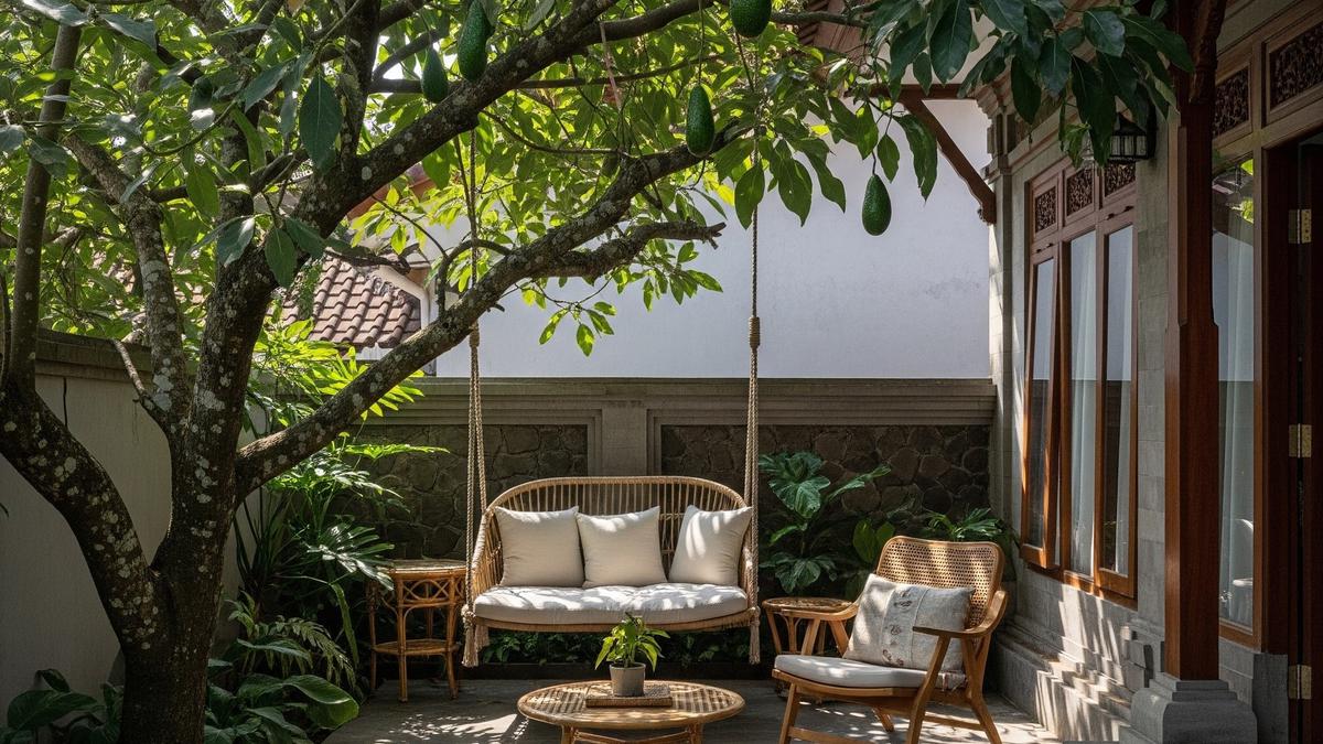 9 Desain Teras Teduh di Bawah Pohon Alpukat Cocok Buat Ngopi Sore, Nyaman dan Asri