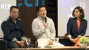 CEO GIC Trade Peter Tendean saat diskusi pada peluncuran Platform GIC Trade Futures di Jakarta, Sabtu (13/4). GIC Trade menggandeng Merry Riana sebagai Brand Ambassador guna meningkatkan kesadaran akan investasi demi kebebasan financial dengan cara yang inovatif.(Liputan6.com/Fery Pradolo)