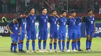 Timnas Thailand U-16 kalah Indonesia pada final Piala AFF U-16 2018 di Stadion Gelora Delta Sidoarjo, Sabtu (11/8/2018). (Bola.com/Aditya Wany)