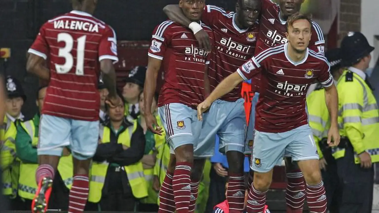 Selebrasi West Ham saat lawan Liverpool