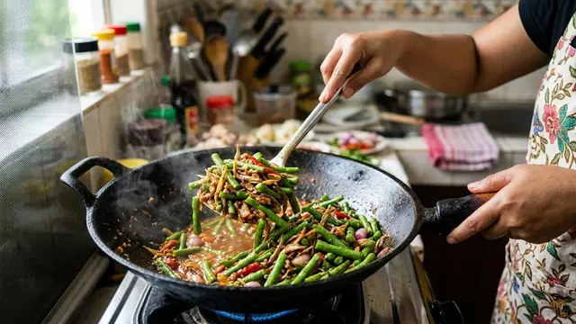 Tips Membuat Tumis Kacang Panjang Teri Pedas yang Tetap Lezat (AI Generated)