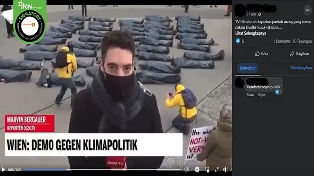 Gambar Tangkapan Layar Video yang Diklaim TV Ukraina Melaporkan Jumlah Korban Tewas Akibat Invasi Rusia (sumber: Facebook).