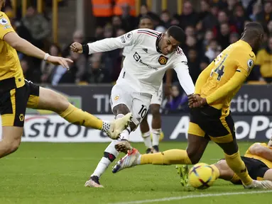 Manchester United meneruskan tren positifnya setelah sukses menaklukkan Wolverhampton di Liga Inggris 2022/2023. (AP Photo/Rui Vieira)