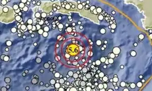 Gempa Magnitudo 5,6 mengguncang wilayah Maluku Tengah, Senin (24/8/2026), pukul 17.03.00 WIB. (Liputan6.com/ Dok BMKG)