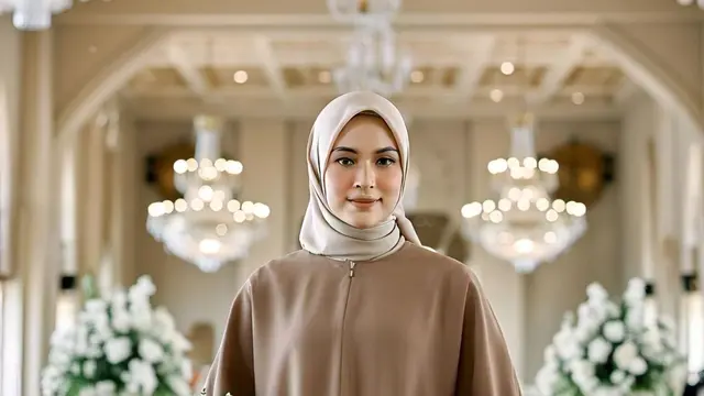 Referensi baju bridesmaid polos model "Gamis Cape Polos dengan Model Earth Tone"/Via Meta AI