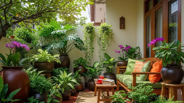 9 Desain Teras Rumah Kecil Jadi Taman Santai dengan Pot Tanah Liat, Jadi Oase Asri