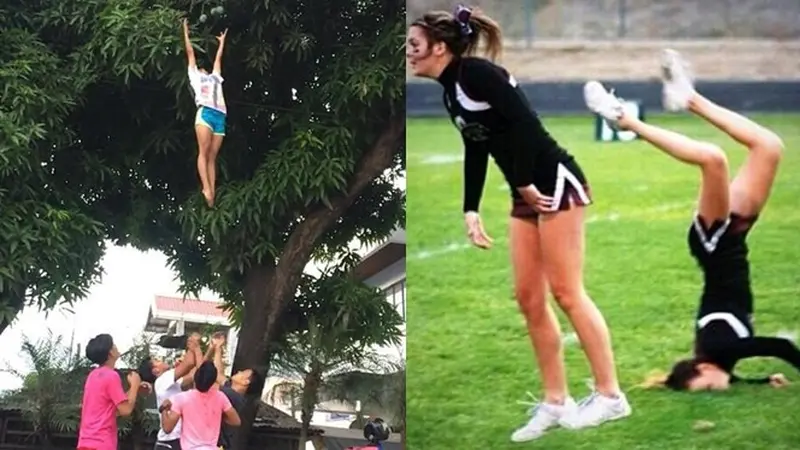 6 Tingkah Cheerleader saat Lompat Ini Bikin Melongo