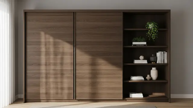 Model Lemari Pakaian Pintu Geser dari Papan