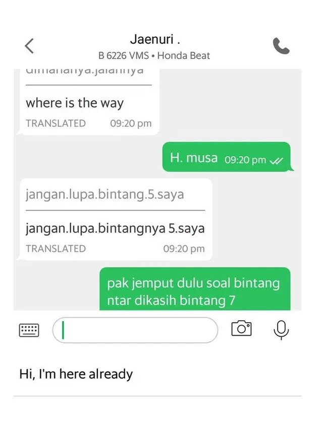 6 Obrolan Chat Driver Ojek Online Minta Bintang 5 Ini Bikin Tepuk Jidat