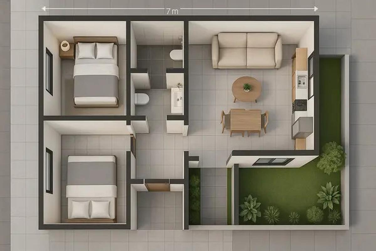 7 Model Rumah Sederhana Minimalis 6x12 dengan 2 Kamar, Nyaman untuk Keluarga Kecil