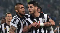 Alvaro Morata (kanan) membuka gol kemenangan Juventus pada menit ke-8 lewat sontekan kaki kiri. (AFP PHOTO/GIUSEPPE CACACE)