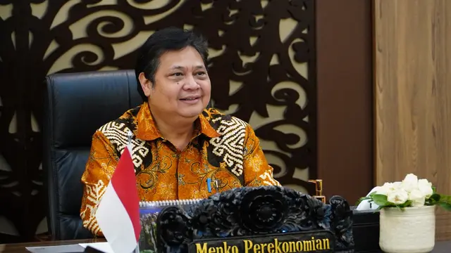 Menteri Koordinator Bidang Perekonomian Airlangga Hartarto dengan Sekretaris Jenderal OECD Mathias Cormann dalam diskusi secara virtual, Rabu (17/2/2022). (Sumber ekon.go.id)