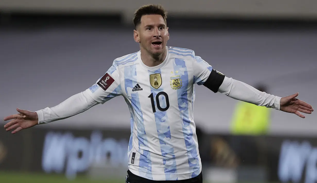 Kemenangan Argentina atas Bolivia di laga lanjutan kualifikasi Piala Dunia 2022 zona Amerika Latin berkat tiga gol yang diciptakan oleh Lionel Messi. (Foto: AFP/Pool/Juan Ignacio Roncoroni)