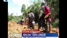 Material longsor yang menutupi seluruh badan jalan mengakibatkan terputusnya akses jalan di tiga kecamatan.