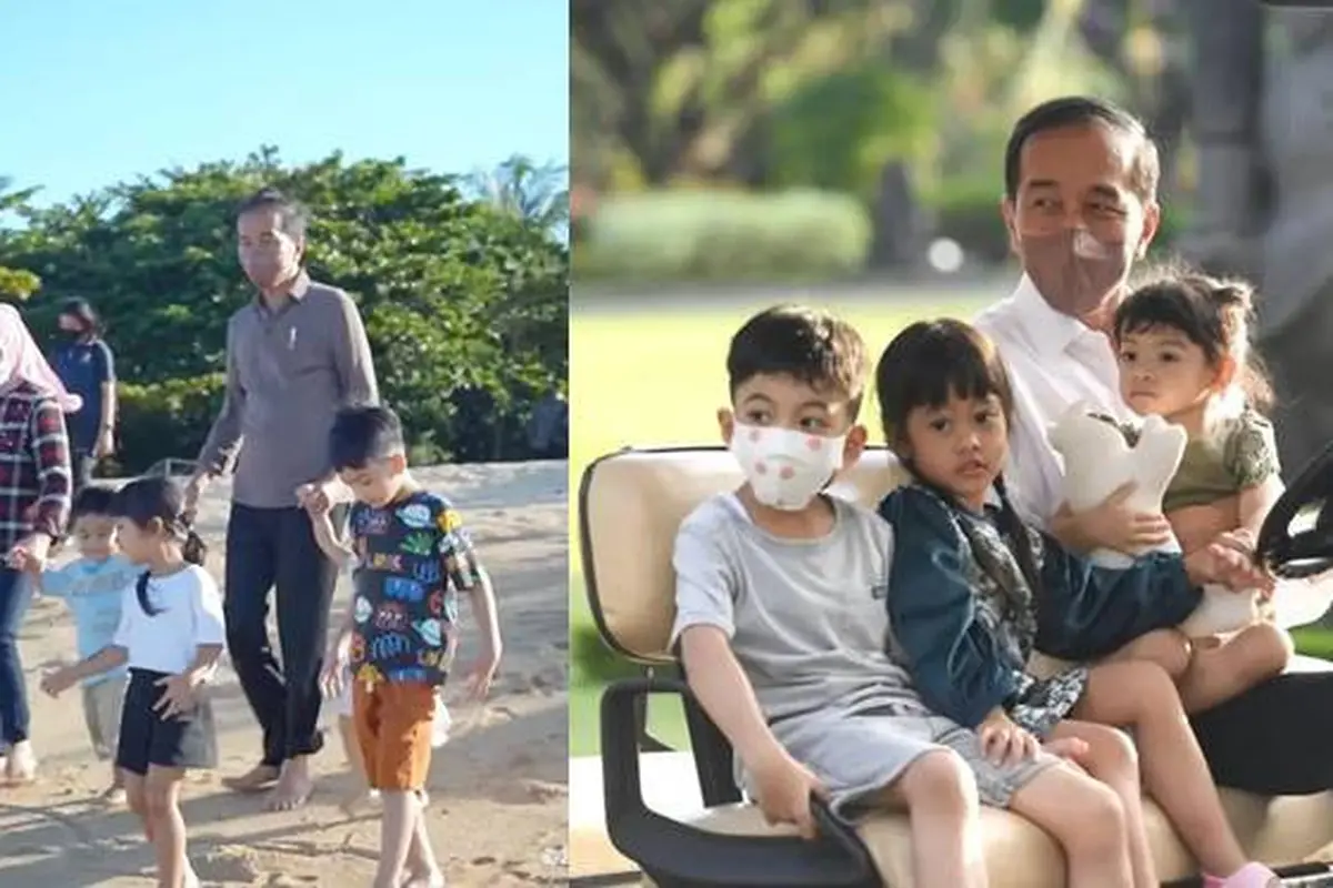 7 Momen Jokowi dan Cucu Liburan di Bali, Asik Kebun Binatang Hingga Main Layangan
