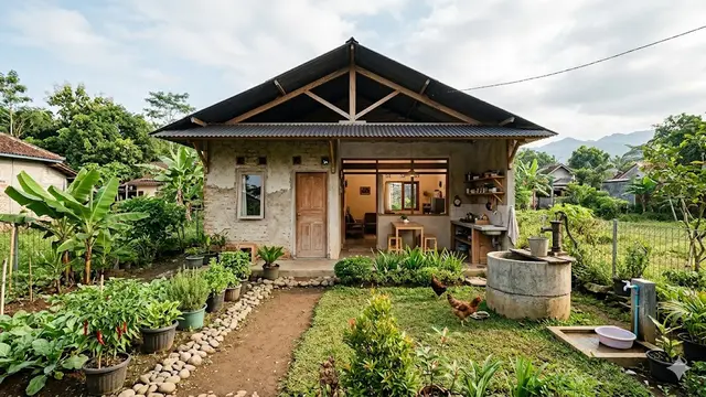 Desain Rumah di Desa Rp 50 Juta dengan Sumur di Belakang Rumah