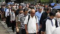 Pengakuan kalah Jepang tidak lepas serangan bom atom Amerika Serikat (AS) ke Kota Hiroshima dan Nagasaki. (Kazuhiro NOGI/AFP)