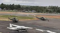lima armada helikopter dan pesawat digunakan bantu pencarian helikopter MI-17.  (Liputan6.com/Ktahrina Janur/Kodam Cenderawasih)