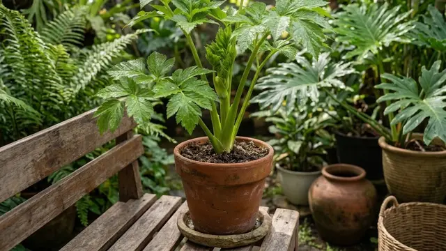 Cara menanam seledri Jepang di wadah kecil untuk kebun dapur