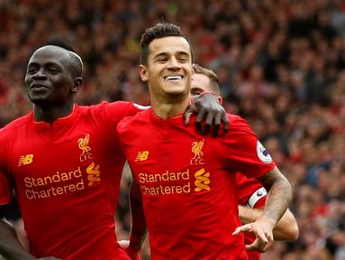 Liverpool memetik kemenangan telak 5-1 melawan Hull City di Stadion Anfield, Sabtu (24/9/2016). Ini menandai kemenangan keempat yang didapat The Reds secara beruntun. (Action Images via Reuters/Andrew Boyers)