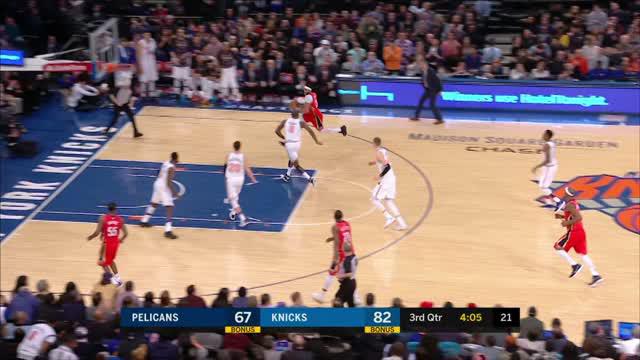 Berita video game recap NBA 2017-2018 antara New Orleans Pelicans melawan New York Knicks dengan skor 123-118.