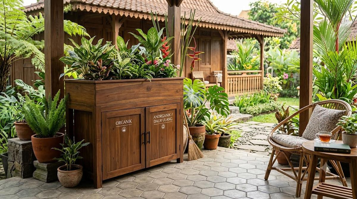 Inspirasi Tempat Sampah Tersembunyi di Teras/AI Generated