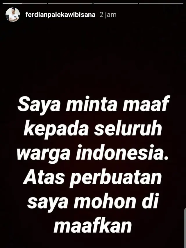 Unggahan Ferdian Paleka. (Foto: Instagram @ferdianpalekawibisana)