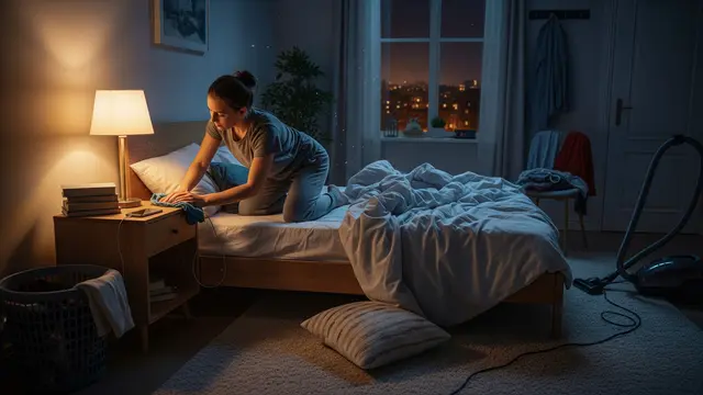 Ilustrasi Membersihkan Kamar Tidur/Gemini AI