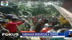 Truk diduga mengalami rem blong hingga menabrak mobil, motor dan rumah warga. Akibatnya jalur utama Purwokerto-Bumiayu macet hingga 3 jam.