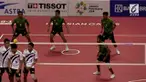 Tim Sepak Takraw beregu nomor Quadrant Indonesia bertemua Jepang  di Final