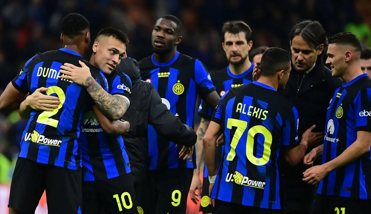 Kemenangan ini semakin mengokohkan posisi Inter Milan di puncak klasemen Serie A Italia 2023/2024 dengan 79 poin dari 30 pertandingan. (Piero CRUCIATTI/AFP)