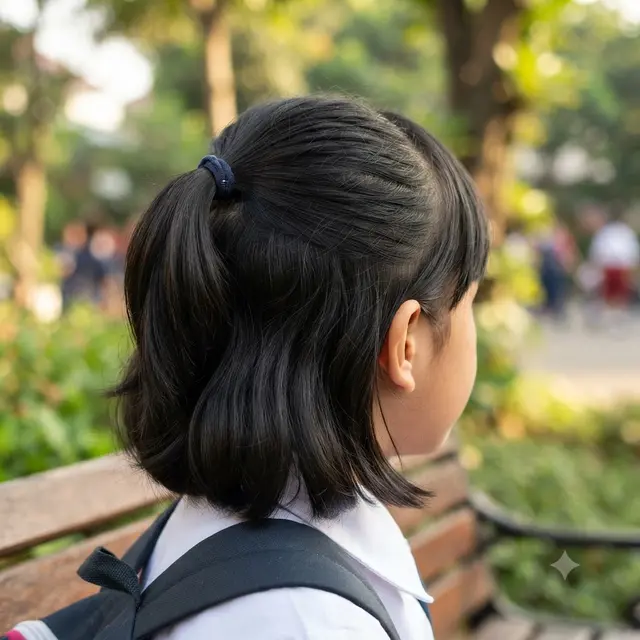 Model Kuncir Rambut Anak Sekolah untuk Rambut Pendek