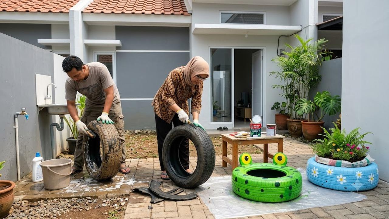 Dekorasi Halaman dari Barang Bekas