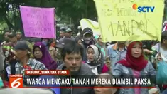 Aksi saling dorong antara petani dengan petugas Satpol PP ini terjadi setelah warga memaksa masuk kantor Bupati Langkat.