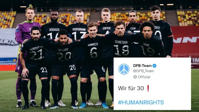 Protes Jerman saat pertandingan melawan Romania (Foto: Twitter @DFB_Team)