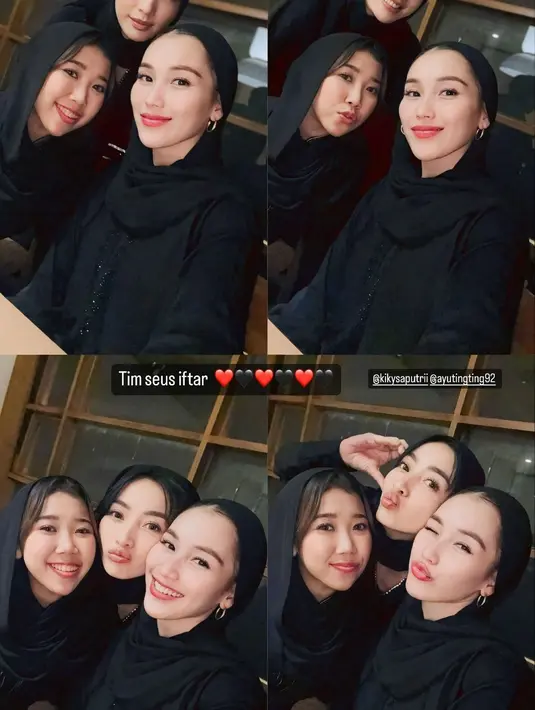 Kiky melengkapi penampialnnya dengan jam tangan hitam emas yang senada dengan outftinya.  [@kikysaputrii]