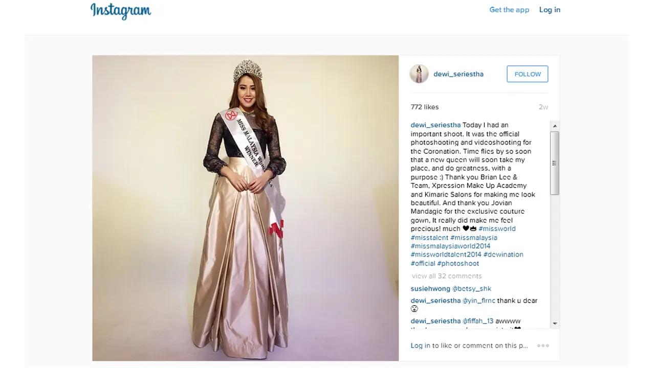Dewi Seriestha - Miss Malaysia World 2014 2