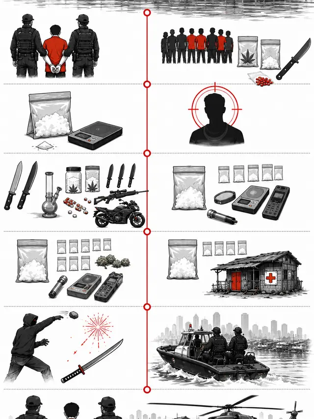 Infografis Jejak Narkoba di Kampung Bahari.