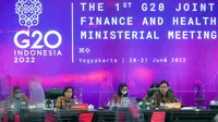 Menkes, Budi Gunadi &amp; Menkeu, Sri Mulyani memimpin pertemuan the First G20 Joint Finance and Health Ministers&rsquo; Meeting (JFHM) (Istimewa)
