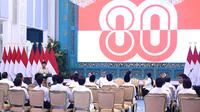 Adapun logo tersebut bertuliskan 80 berwarna merah putih. (Foto: Biro Pers Sekretariat Presiden)