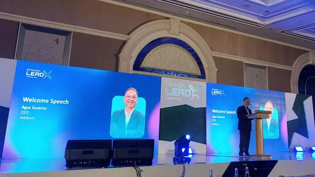 Welcom speech dari CEO Intikom, Agus Susanto dalam acara Intikom LeadX Conference, Selasa (19/8/2025).
