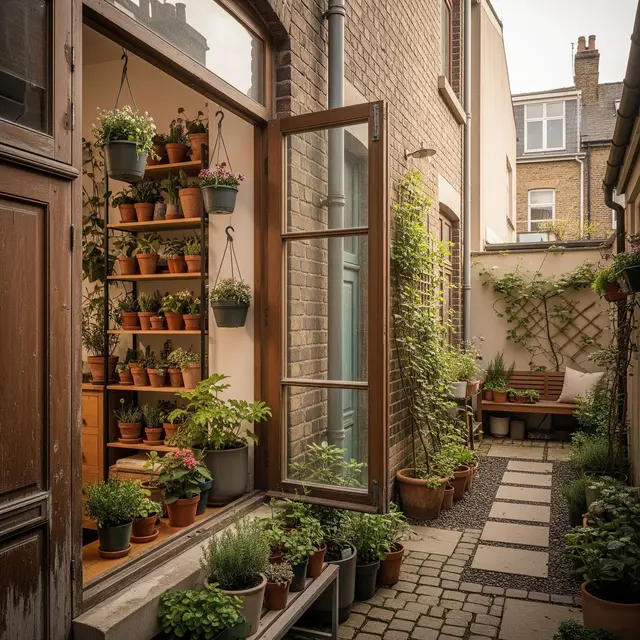 Contoh Rumah di Gang Sempit Tapi Tetap Punya Kebun (AI)
