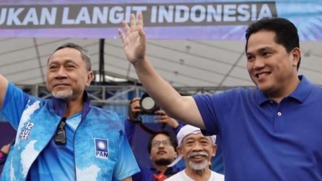 Ketua Umum PAN Zulkifli Hasan dan Menteri BUMN Erick Thohir.