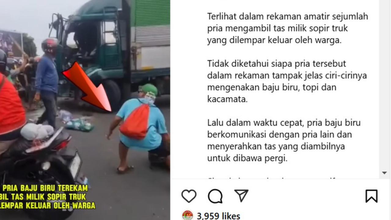 Viral Dua Sosok Pria Terekam Kamera Ambil Tas Sopir Truk Ugal-ugalan di Tangerang, Begini Kata Polisi