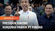 Presiden Jokowi meninjau fasilitas produksi amunisi PT Pindad di Turen, Kabupaten Malang, Jawa Timur, pada Senin (24/07) siang. Keberadaan presiden bersama-sama dengan Menteri Pertahanan Prabowo Subianto dan Menteri BUMN Erick Thohir sempat dipertany...