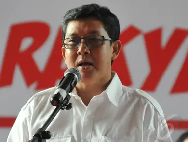 Ketua Umum Ikatan Sarjana Nahdlatul Ulama (ISNU) Ali Masykur Musa nyatakan dukungan kepada Prabowo-Hatta, Jakarta, Rabu (28/5) (Liputan6.com/Johan Tallo).