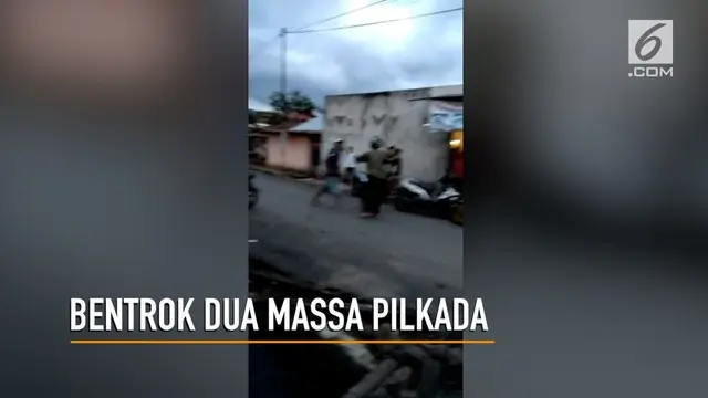 VIDEO: Saling Ejek, Dua Massa Calon Wali Kota Bentrok
