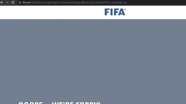 Artikel soundtrack lagu Piala Dunia U-20 menghilang di laman FIFA