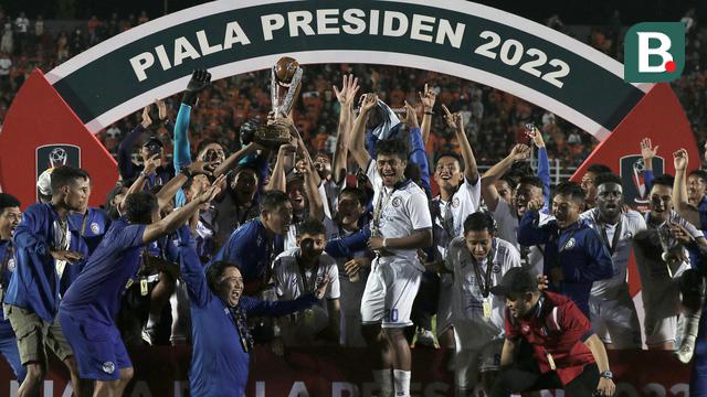 Foto: Luapan Kegembiraan Pemain Arema FC usai Jadi Juara Piala Presiden 2022